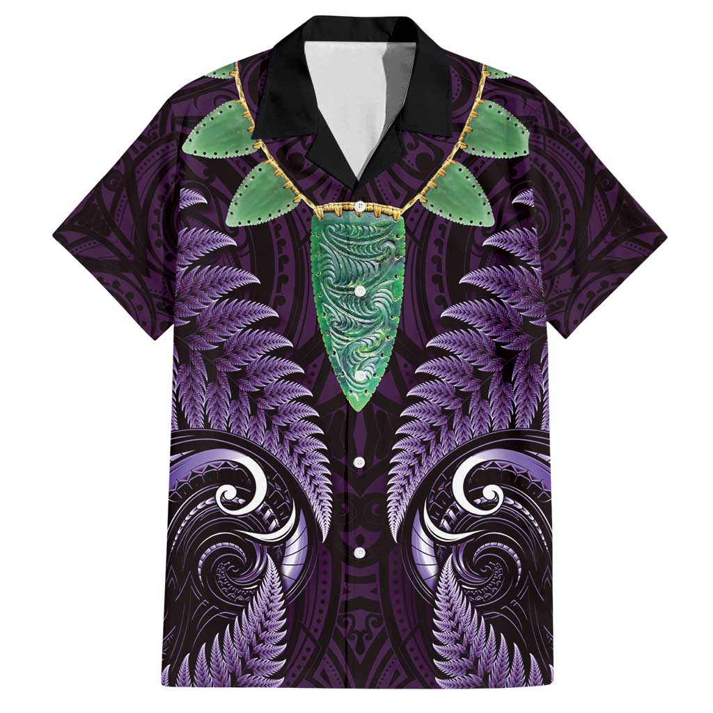 Aotearoa Pounamu Niho Family Matching Long Sleeve Bodycon Dress and Hawaiian Shirt Silver Fern Mix Maori Pattern - Purple LT14 Dad's Shirt - Short Sleeve Purple - Polynesian Pride