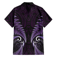 Aotearoa Pounamu Niho Family Matching Long Sleeve Bodycon Dress and Hawaiian Shirt Silver Fern Mix Maori Pattern - Purple LT14 - Polynesian Pride
