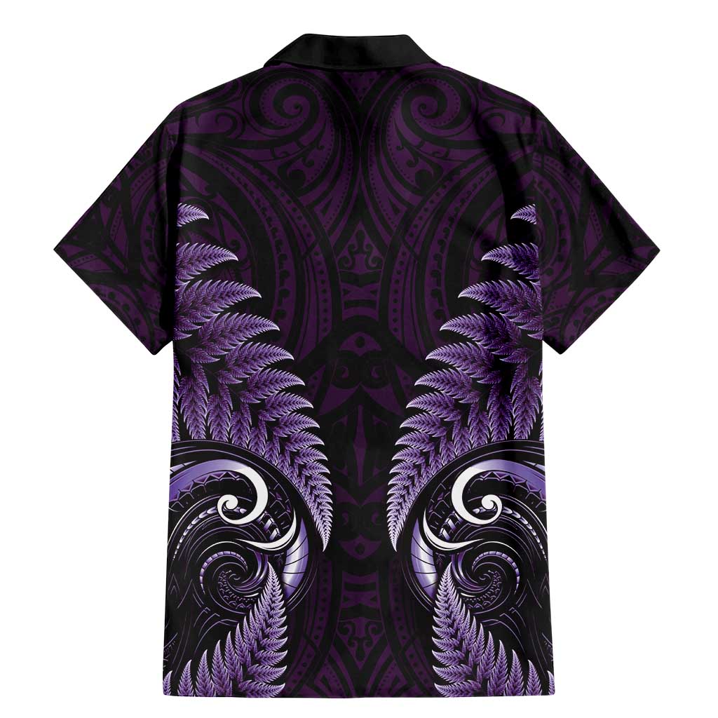 Aotearoa Pounamu Niho Family Matching Mermaid Dress and Hawaiian Shirt Silver Fern Mix Maori Pattern - Purple LT14 - Polynesian Pride