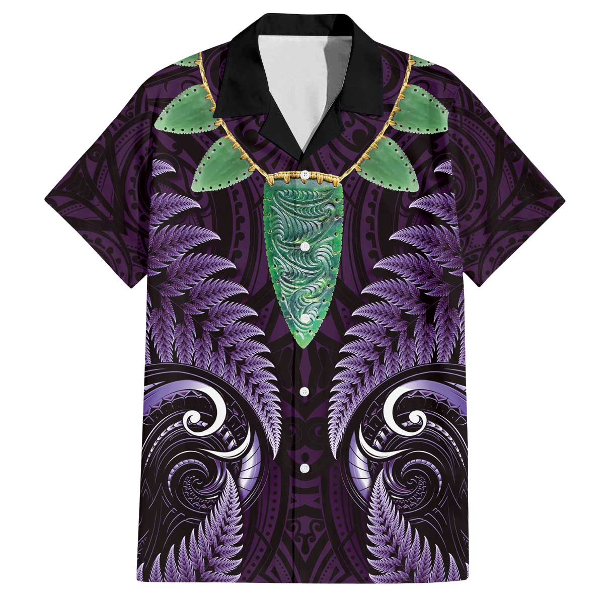 Aotearoa Pounamu Niho Family Matching Off The Shoulder Long Sleeve Dress and Hawaiian Shirt Silver Fern Mix Maori Pattern - Purple