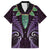 Aotearoa Pounamu Niho Family Matching Off The Shoulder Long Sleeve Dress and Hawaiian Shirt Silver Fern Mix Maori Pattern - Purple