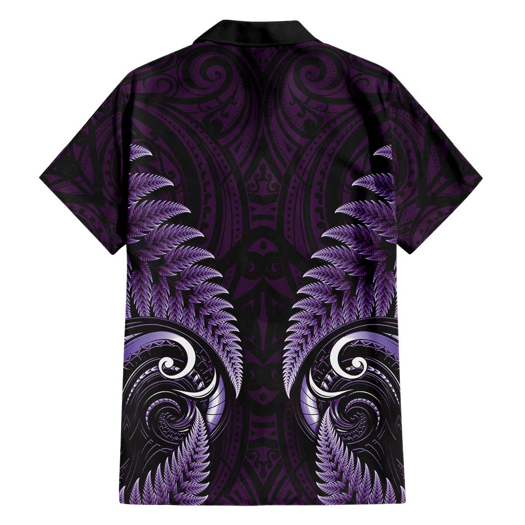 Aotearoa Pounamu Niho Hawaiian Shirt Silver Fern Mix Maori Pattern - Purple
