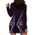 Aotearoa Pounamu Niho Hoodie Dress Silver Fern Mix Maori Pattern - Purple