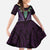 Aotearoa Pounamu Niho Kid Short Sleeve Dress Silver Fern Mix Maori Pattern - Purple