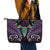 Aotearoa Pounamu Niho Leather Tote Bag Silver Fern Mix Maori Pattern - Purple