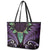 Aotearoa Pounamu Niho Leather Tote Bag Silver Fern Mix Maori Pattern - Purple