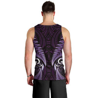 Aotearoa Pounamu Niho Men Tank Top Silver Fern Mix Maori Pattern - Purple