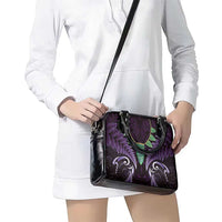 Aotearoa Pounamu Niho Shoulder Handbag Silver Fern Mix Maori Pattern - Purple