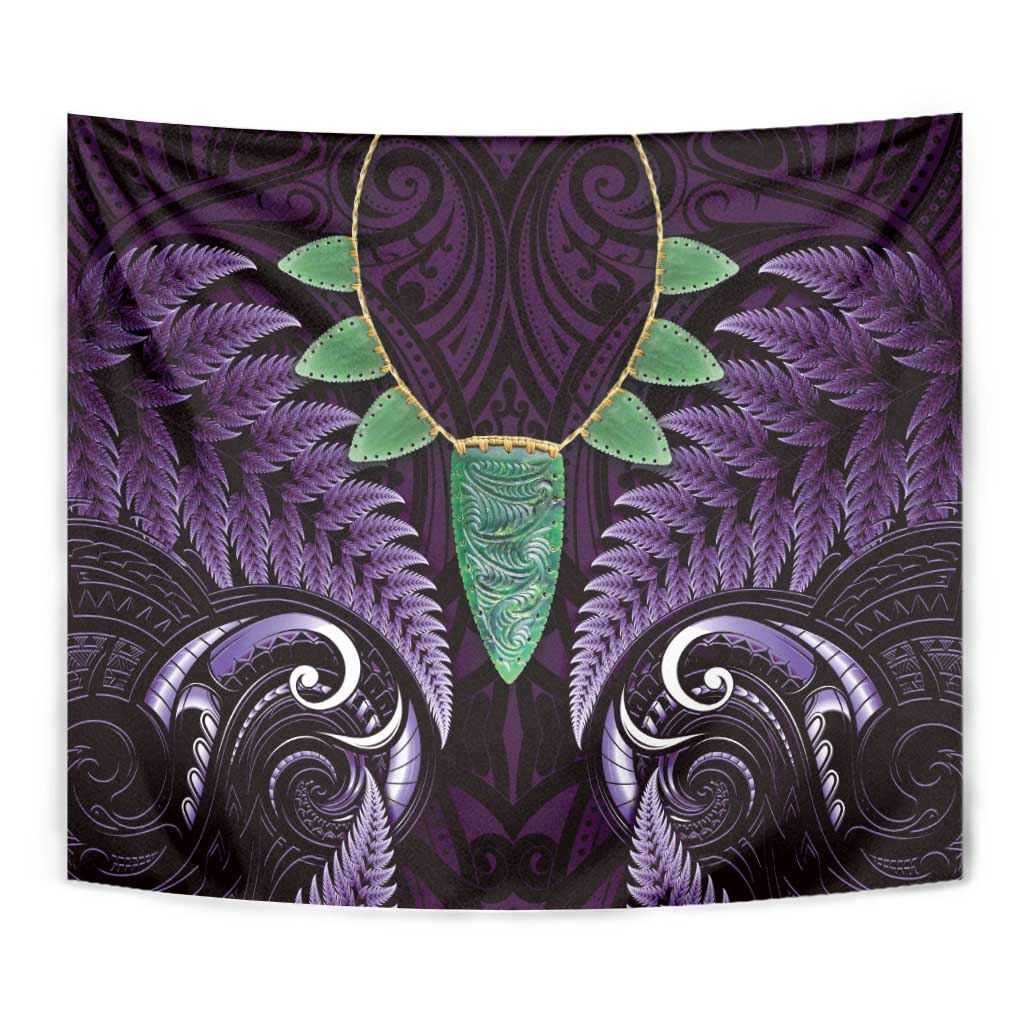 Aotearoa Pounamu Niho Tapestry Silver Fern Mix Maori Pattern - Purple