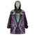 Aotearoa Pounamu Niho Wearable Blanket Hoodie Silver Fern Mix Maori Pattern - Purple