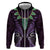 Aotearoa Pounamu Niho Zip Hoodie Silver Fern Mix Maori Pattern - Purple