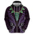 Aotearoa Pounamu Niho Zip Hoodie Silver Fern Mix Maori Pattern - Purple
