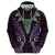 Aotearoa Pounamu Niho Zip Hoodie Silver Fern Mix Maori Pattern - Purple