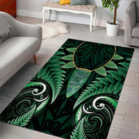 Aotearoa Pounamu Niho Area Rug Silver Fern Mix Maori Pattern - Green
