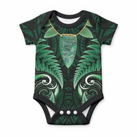 Aotearoa Pounamu Niho Baby Onesie Silver Fern Mix Maori Pattern - Green LT14 Green - Polynesian Pride