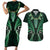 Aotearoa Pounamu Niho Couples Matching Short Sleeve Bodycon Dress and Hawaiian Shirt Silver Fern Mix Maori Pattern - Green