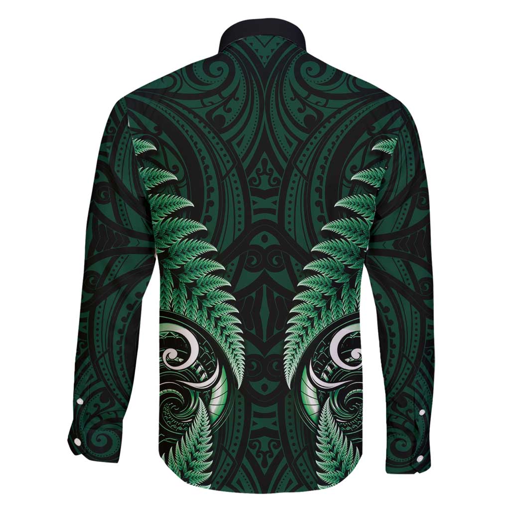 Aotearoa Pounamu Niho Family Matching Mermaid Dress and Hawaiian Shirt Silver Fern Mix Maori Pattern - Green LT14 - Polynesian Pride