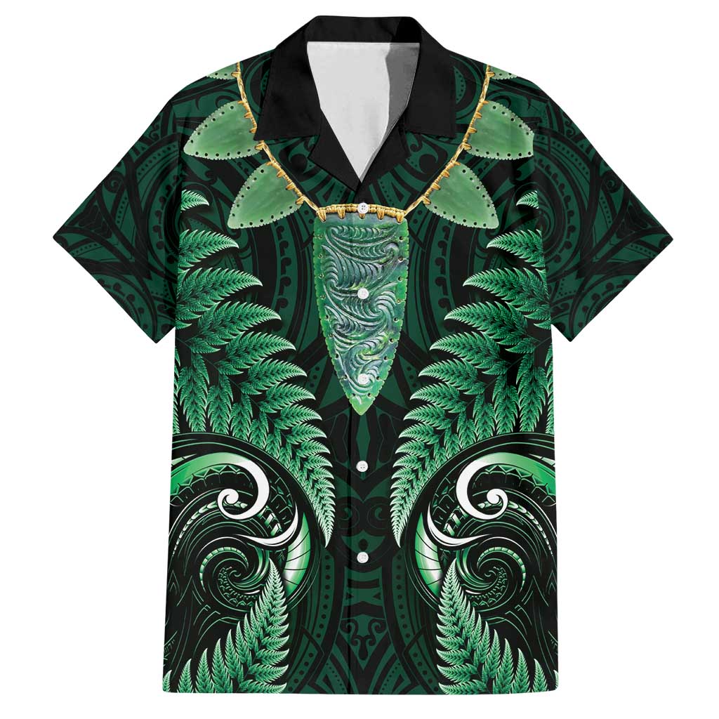 Aotearoa Pounamu Niho Family Matching Tank Maxi Dress and Hawaiian Shirt Silver Fern Mix Maori Pattern - Green