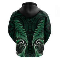 Aotearoa Pounamu Niho Hoodie Silver Fern Mix Maori Pattern - Green
