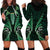 Aotearoa Pounamu Niho Hoodie Dress Silver Fern Mix Maori Pattern - Green