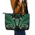 Aotearoa Pounamu Niho Leather Tote Bag Silver Fern Mix Maori Pattern - Green