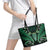 Aotearoa Pounamu Niho Leather Tote Bag Silver Fern Mix Maori Pattern - Green