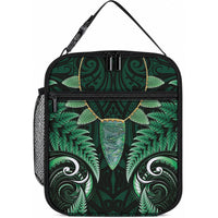Aotearoa Pounamu Niho Lunch Bag Silver Fern Mix Maori Pattern - Green LT14 10.2 × 8.3 × 4.3 inch Green - Polynesian Pride