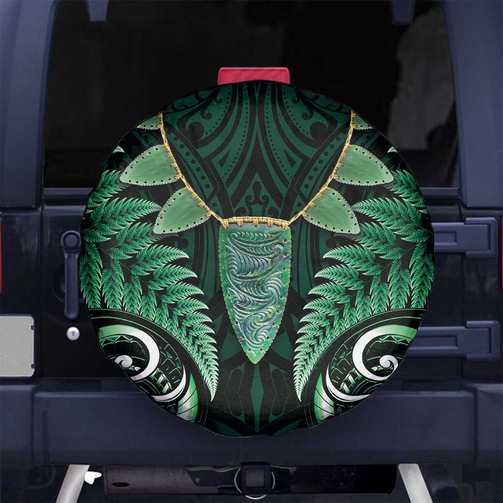 Aotearoa Pounamu Niho Spare Tire Cover Silver Fern Mix Maori Pattern - Green LT14 - Polynesian Pride