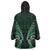 Aotearoa Pounamu Niho Wearable Blanket Hoodie Silver Fern Mix Maori Pattern - Green