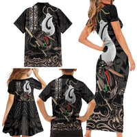 Aotearoa Hei Matau Family Matching Short Sleeve Bodycon Dress and Hawaiian Shirt Haka Kiwi Mix Maori Mangopare LT14 - Polynesian Pride