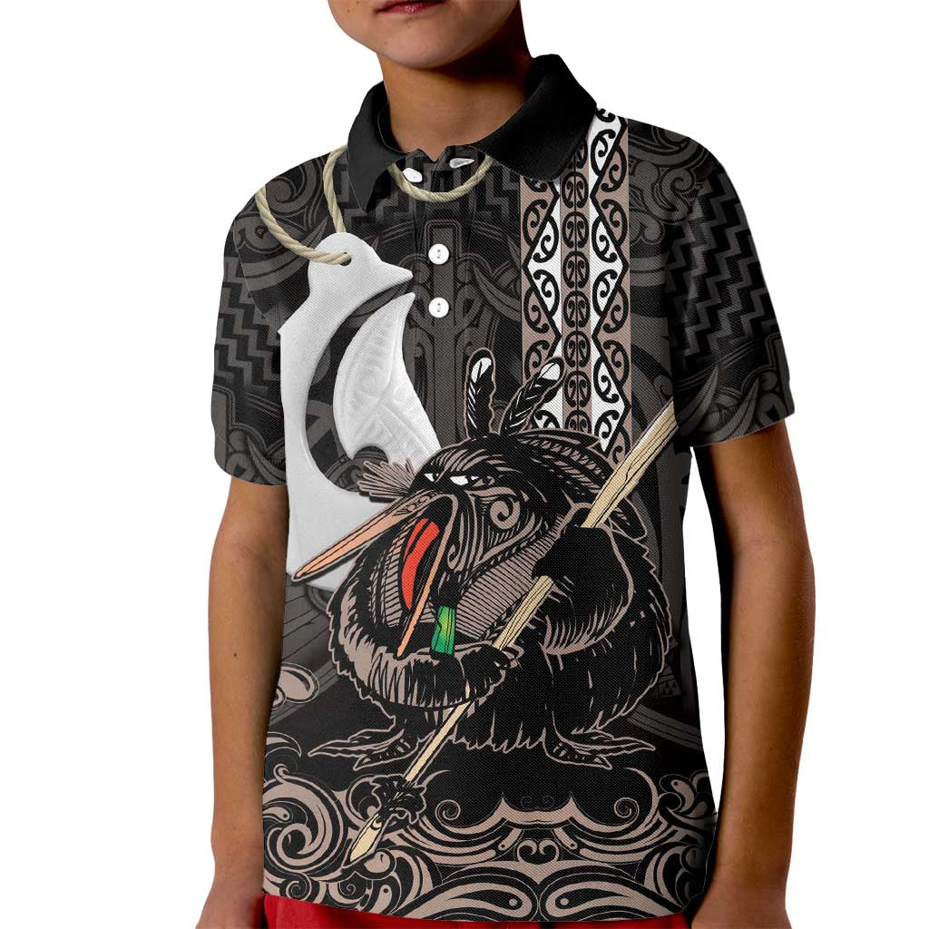 Aotearoa Hei Matau Kid Polo Shirt Haka Kiwi Mix Maori Mangopare
