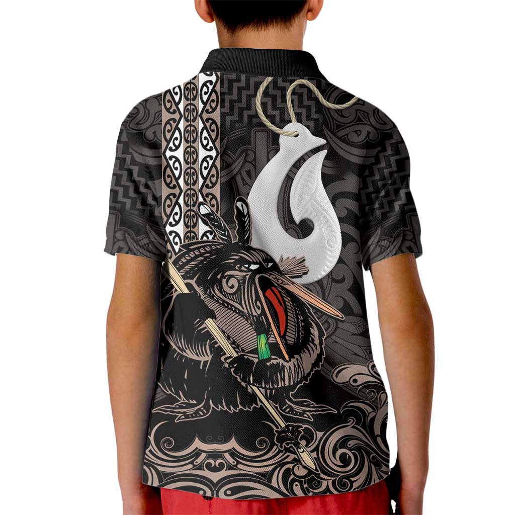 Aotearoa Hei Matau Kid Polo Shirt Haka Kiwi Mix Maori Mangopare