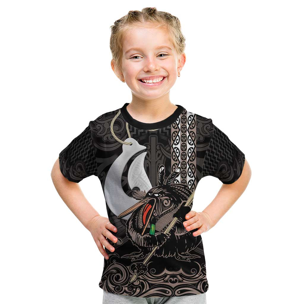 Aotearoa Hei Matau Kid T Shirt Haka Kiwi Mix Maori Mangopare