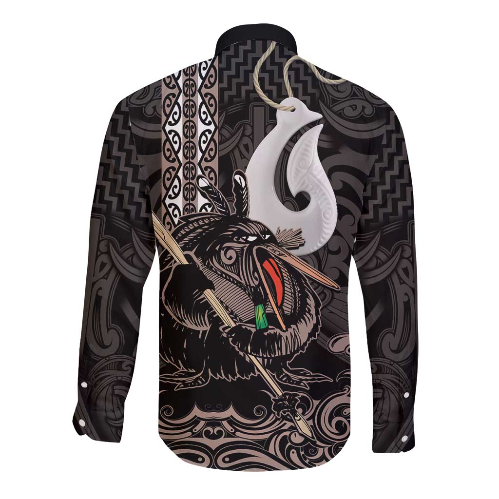 Aotearoa Hei Matau Long Sleeve Button Shirt Haka Kiwi Mix Maori Mangopare