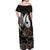 Aotearoa Hei Matau Off Shoulder Maxi Dress Haka Kiwi Mix Maori Mangopare