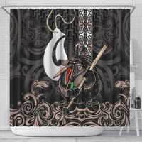 Aotearoa Hei Matau Shower Curtain Haka Kiwi Mix Maori Mangopare