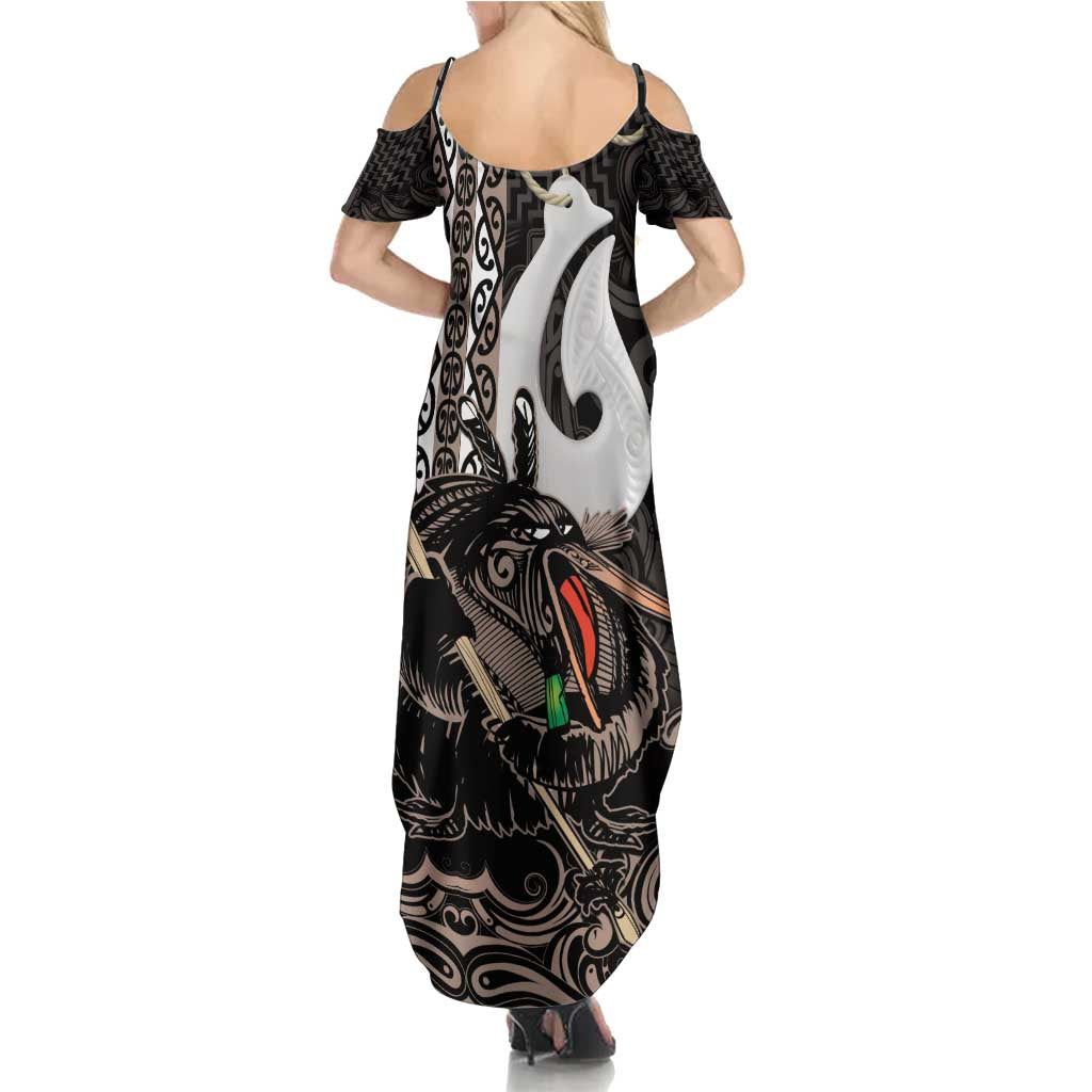 Aotearoa Hei Matau Summer Maxi Dress Haka Kiwi Mix Maori Mangopare