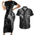 New Zealand Tiki Tennis Couples Matching Short Sleeve Bodycon Dress and Hawaiian Shirt 2024 Aotearoa Tenehi Maori Silver Fern - Black LT14 Black - Polynesian Pride