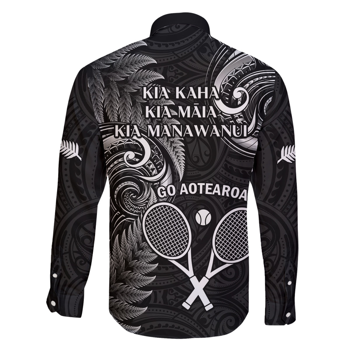 New Zealand Tiki Tennis Family Matching Mermaid Dress and Hawaiian Shirt 2024 Aotearoa Tenehi Maori Silver Fern - Black LT14 - Polynesian Pride