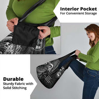 New Zealand Tiki Tennis Grocery Bag Aotearoa Tenehi Maori Silver Fern - Black