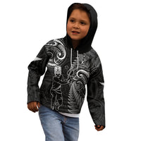 New Zealand Tiki Tennis Kid Hoodie 2024 Aotearoa Tenehi Maori Silver Fern - Black LT14 - Polynesian Pride