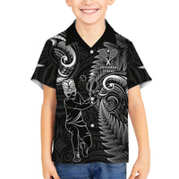 Custom New Zealand Tiki Tennis Kid Hawaiian Shirt 2024 Aotearoa Tenehi Maori Silver Fern - Black LT14 Kid Black - Polynesian Pride