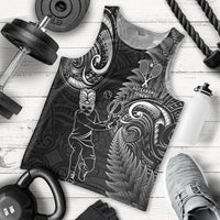 Custom New Zealand Tiki Tennis Men Tank Top 2024 Aotearoa Tenehi Maori Silver Fern - Black LT14 - Polynesian Pride
