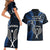 New Zealand Tiki Tennis Couples Matching Short Sleeve Bodycon Dress and Hawaiian Shirt 2024 Aotearoa Tenehi Maori Silver Fern - Blue LT14 - Polynesian Pride