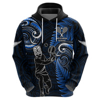 New Zealand Tiki Tennis Hoodie 2024 Aotearoa Tenehi Maori Silver Fern - Blue LT14 - Polynesian Pride