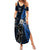 New Zealand Tiki Tennis Summer Maxi Dress 2024 Aotearoa Tenehi Maori Silver Fern - Blue LT14 Women Blue - Polynesian Pride