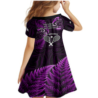 New Zealand Tiki Tennis Family Matching Mermaid Dress and Hawaiian Shirt 2024 Aotearoa Tenehi Maori Silver Fern - Purple LT14 - Polynesian Pride