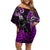 New Zealand Tiki Tennis Off Shoulder Short Dress 2024 Aotearoa Tenehi Maori Silver Fern - Purple LT14 Women Purple - Polynesian Pride