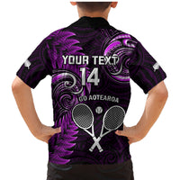 Custom New Zealand Tiki Tennis Family Matching Mermaid Dress and Hawaiian Shirt 2024 Aotearoa Tenehi Maori Silver Fern - Purple LT14 - Polynesian Pride