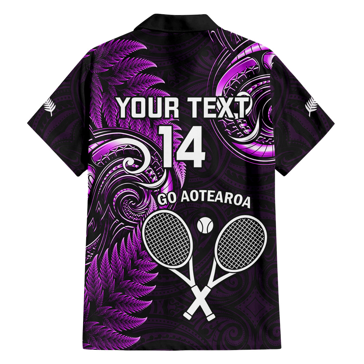 Custom New Zealand Tiki Tennis Family Matching Summer Maxi Dress and Hawaiian Shirt 2024 Aotearoa Tenehi Maori Silver Fern - Purple LT14 - Polynesian Pride